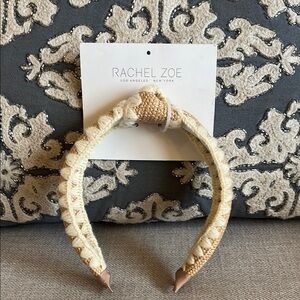 Rachel Zoe NWT Woven Straw Embroidered Detail Knotted‎ Headband